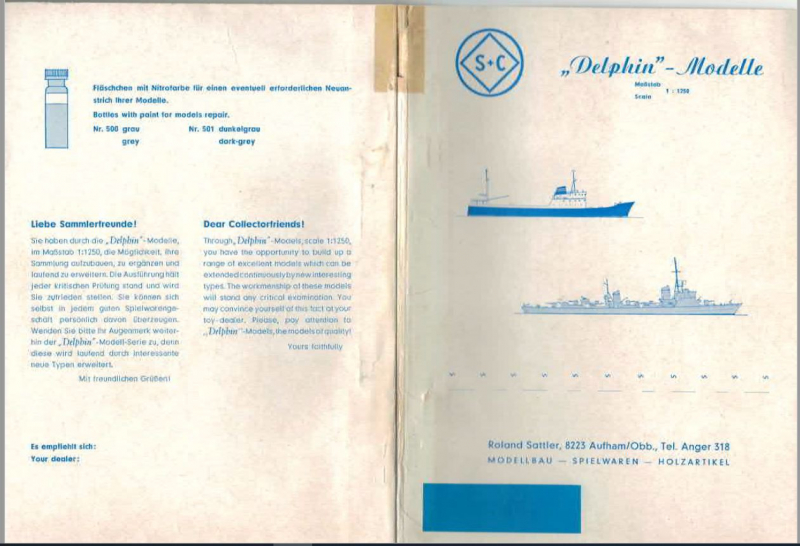 Catalogue Delphin waterline shipmodels scale 1:1250